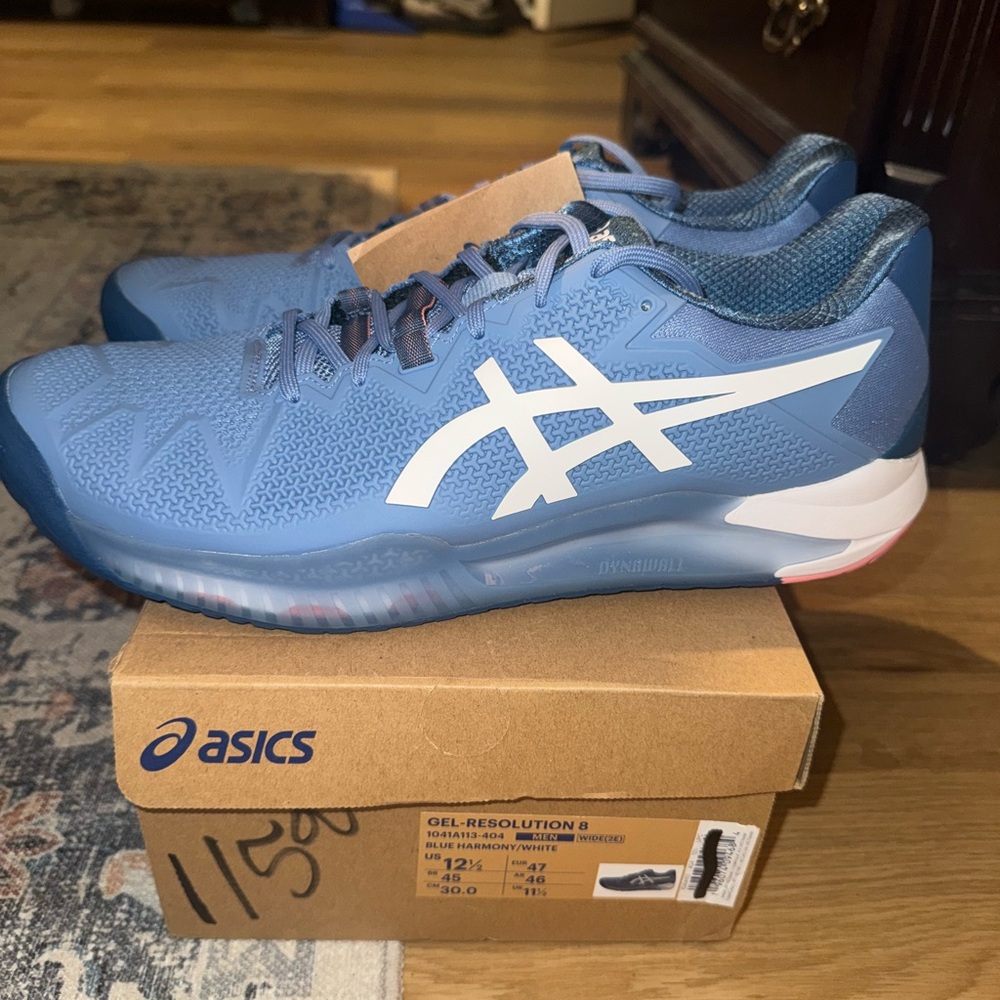 ASICS Men’s Gel-Resolution 8 Blue Tennis Shoes Size 12.5